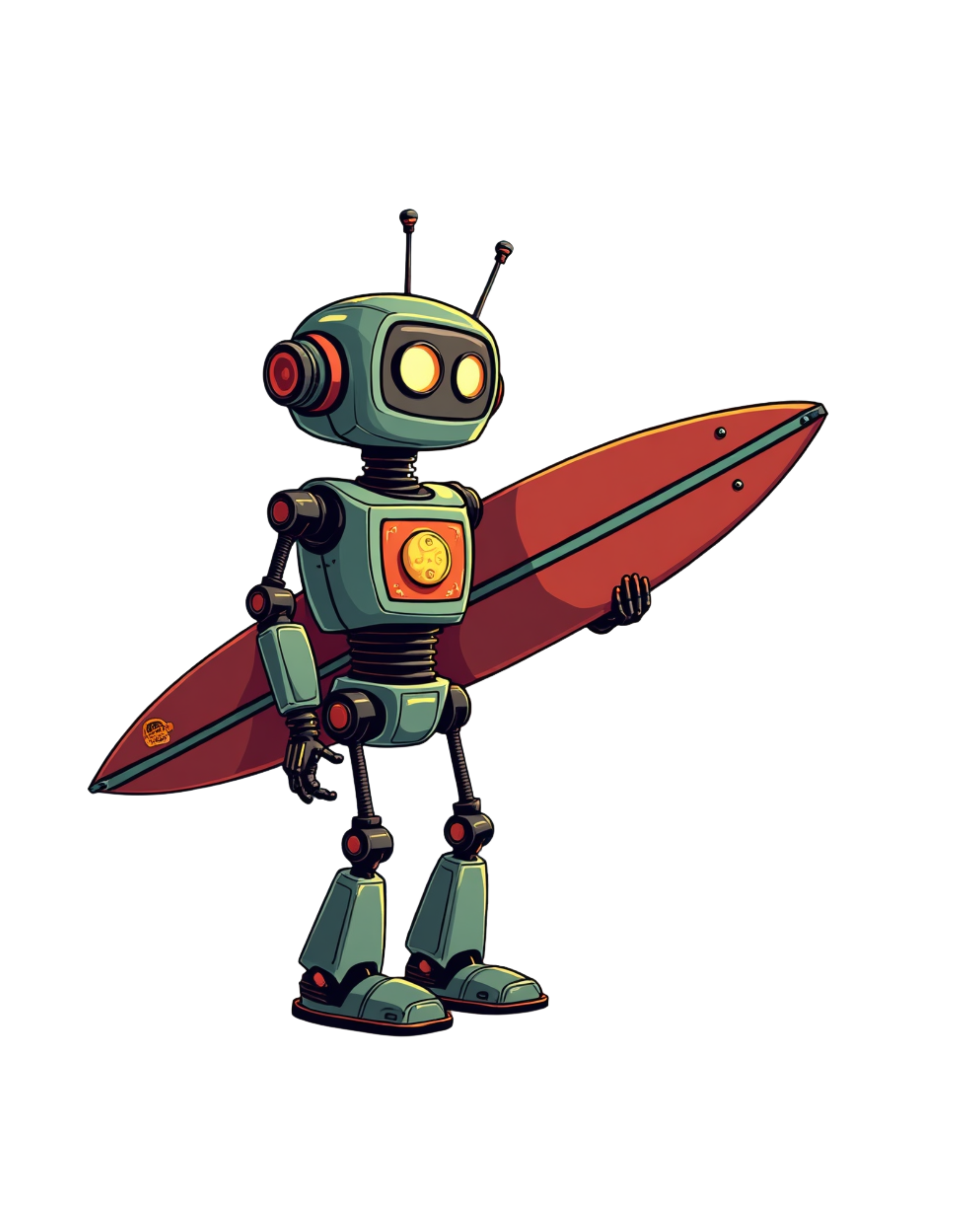 Robot Surfer sunset