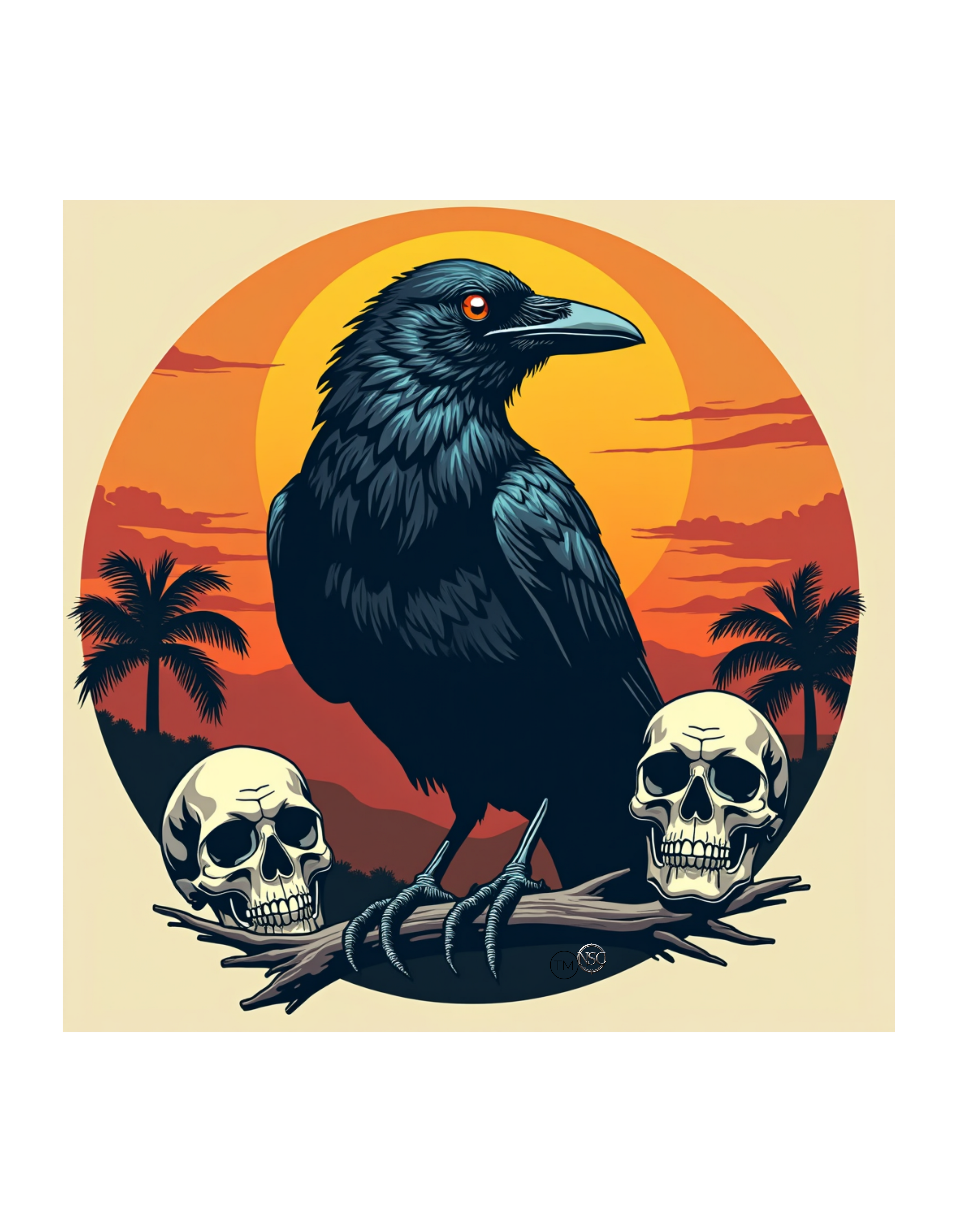 Crow with skulls poster