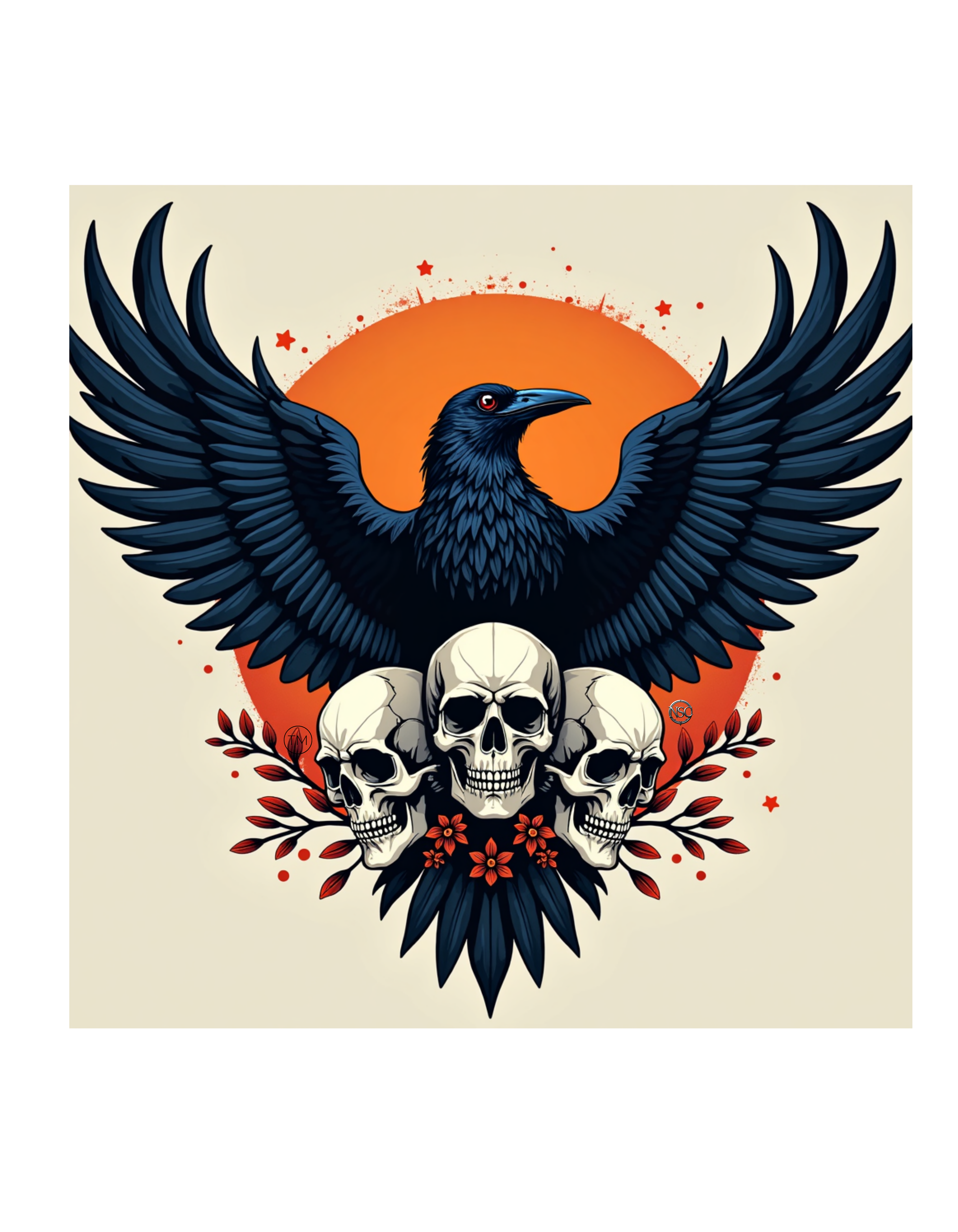 Crow with skulls poster