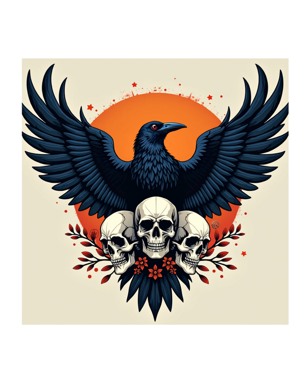 Crow with skulls poster